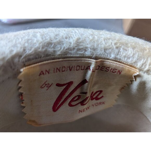 Vintage Martelle Faux Fur Cloche Hat With Rhinestone Brooch Accent & Ribbon - Picture 6 of 7